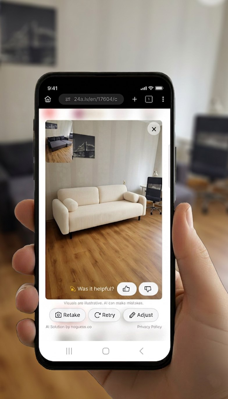 Generated sofa preview on a phone